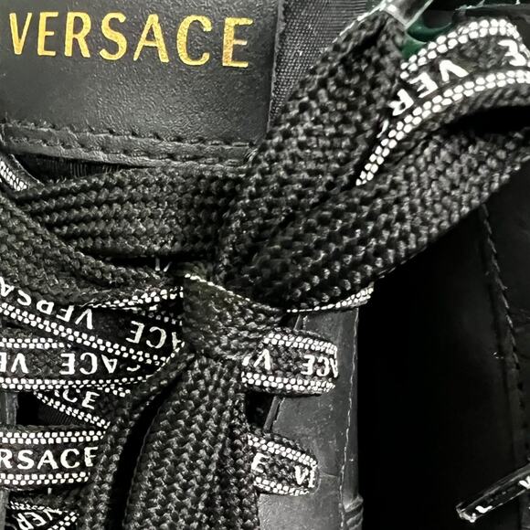 Versace IIus Men EU 46 US 12 Floral Side Logo Black  Sneakers $995 Retail main image 10